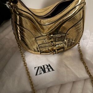 Zara Metallic Gold Shoulder Bag